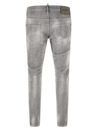Gray Cotton Tapered Jeans