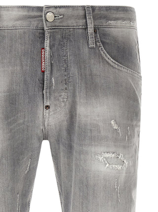 Gray Cotton Tapered Jeans