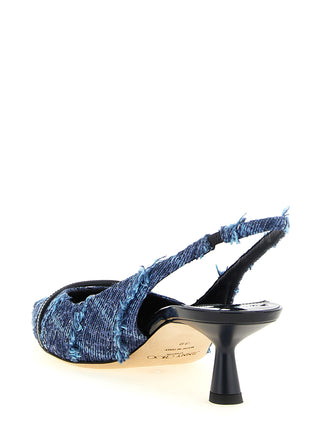 Multicolor Tencel Mid Heel Pumps