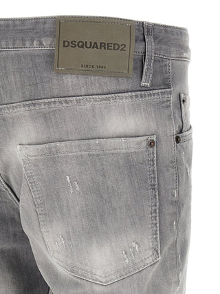 Gray Cotton Tapered Jeans