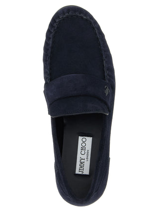 Mocasines azules de cuero sin cordones