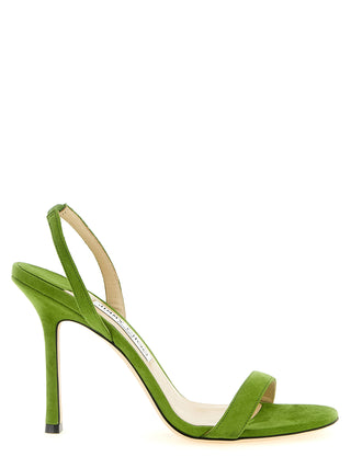 Bicolor Leather Stiletto Heel Sandals