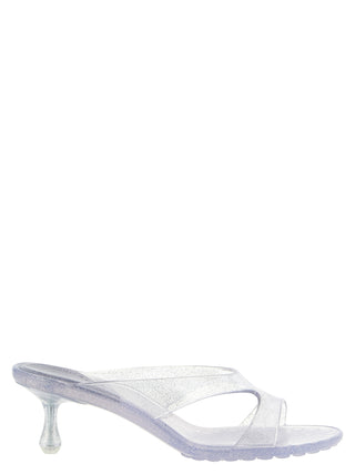 Silver Rubber Flat Sandals
