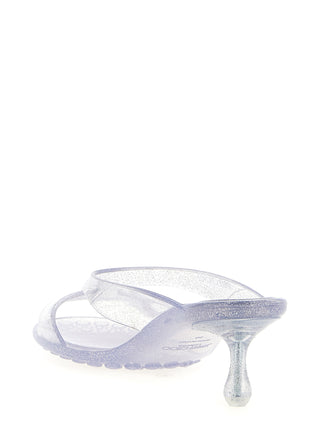 Silver Rubber Flat Sandals