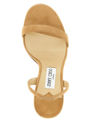 Beige Leather Stiletto Heel Sandals