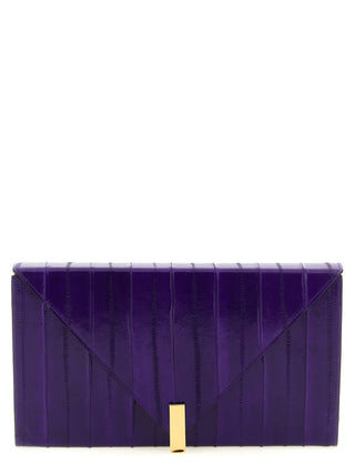 Purple Leather Clutch Bag