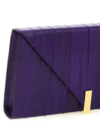 Purple Leather Clutch Bag
