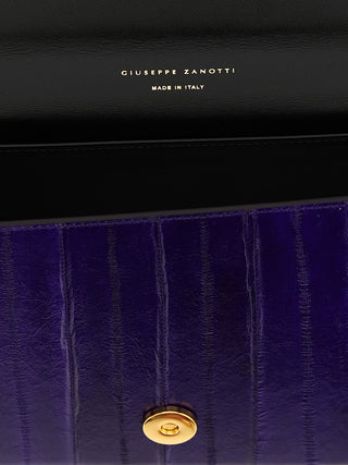 Purple Leather Clutch Bag