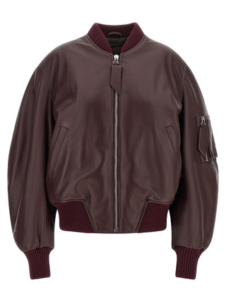Chaqueta de cuero de cordero burdeos