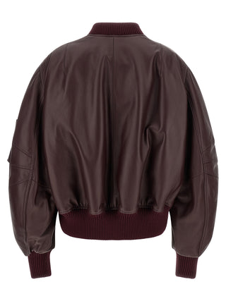 Chaqueta de cuero de cordero burdeos