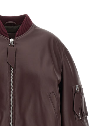 Chaqueta de cuero de cordero burdeos