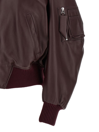 Chaqueta de cuero de cordero burdeos