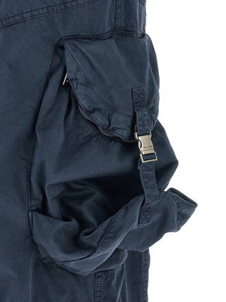 Blue Cotton Cargo Pants