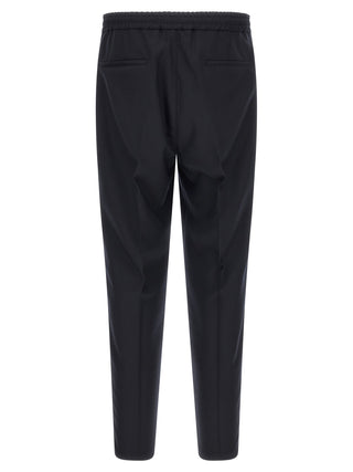 Blue Virgin Wool Casual Pants