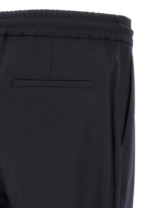 Blue Virgin Wool Casual Pants