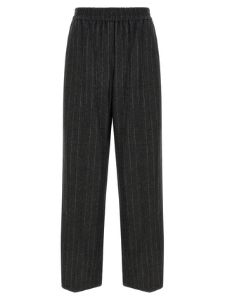 Gray Virgin Wool Casual Pants