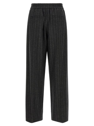 Gray Virgin Wool Casual Pants