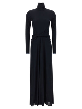 Blue Viscose Long Dress
