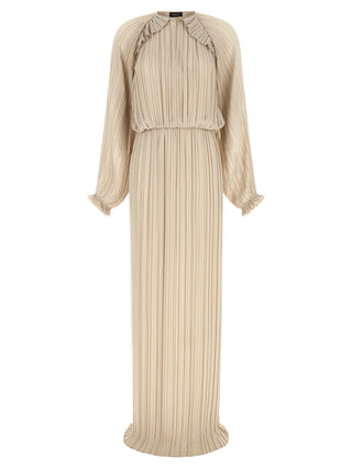 Beige Polyester Long Dress