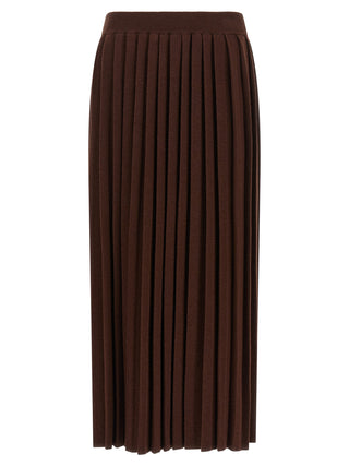 Brown Virgin Wool Midi Skirt