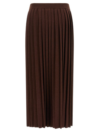 Brown Virgin Wool Midi Skirt