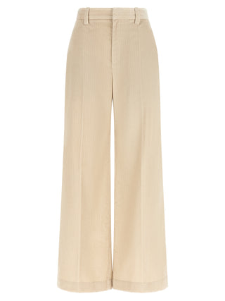 Beige Cotton Casual Pants
