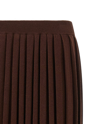 Brown Virgin Wool Midi Skirt