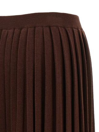 Brown Virgin Wool Midi Skirt