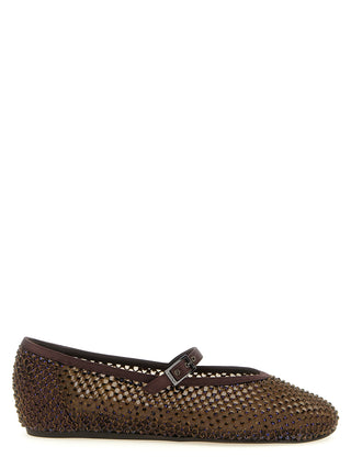 Brown Polyamide Ballet Flats