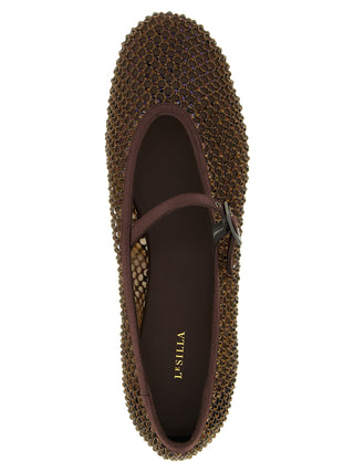 Brown Polyamide Ballet Flats