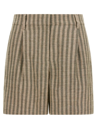 Bicolor Linen Bermuda Shorts