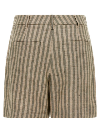Bicolor Linen Bermuda Shorts