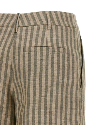 Bicolor Linen Bermuda Shorts