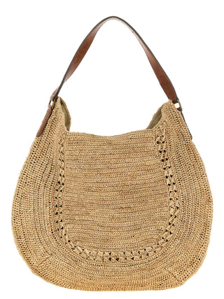 Beige Raffia Shoulder Bag