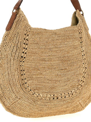 Beige Raffia Shoulder Bag
