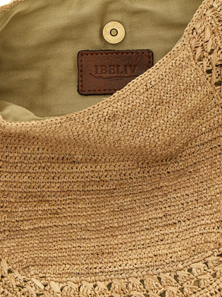 Beige Raffia Shoulder Bag
