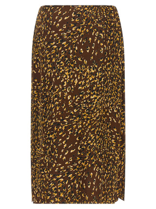 Brown Viscose Midi Skirt