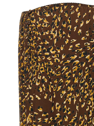 Brown Viscose Midi Skirt