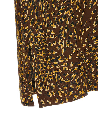 Brown Viscose Midi Skirt