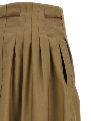 Falda midi bicolor de algodón