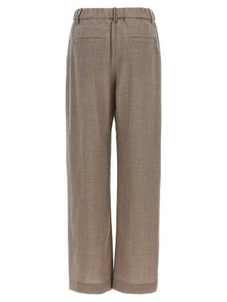 White Virgin Wool Casual Pants