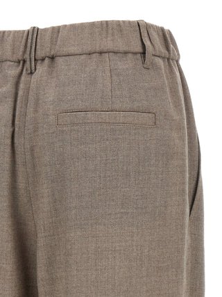 White Virgin Wool Casual Pants
