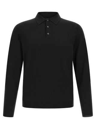 Black Virgin Wool Polo Shirt