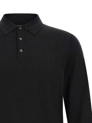 Black Virgin Wool Polo Shirt