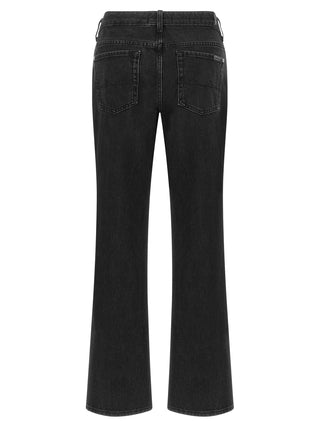 Black Cotton Flared Jeans