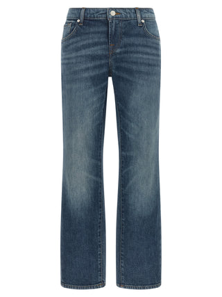 Blue Cotton Tapered Jeans