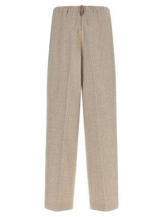 Beige Polyester Casual Pants