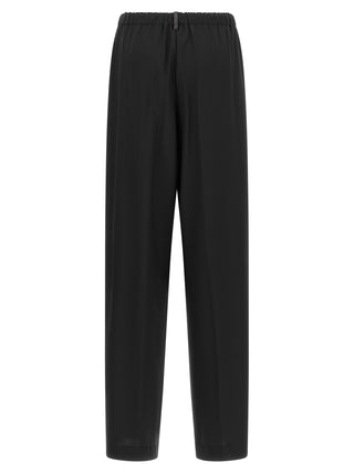 Black Virgin Wool Casual Pants