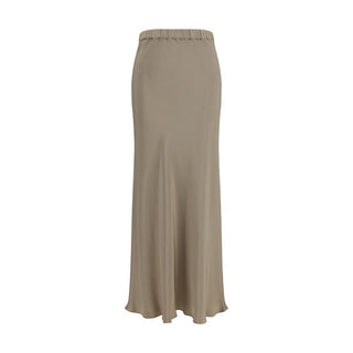 Beige Silk Long Skirt