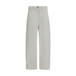 White Cotton Cropped Pants